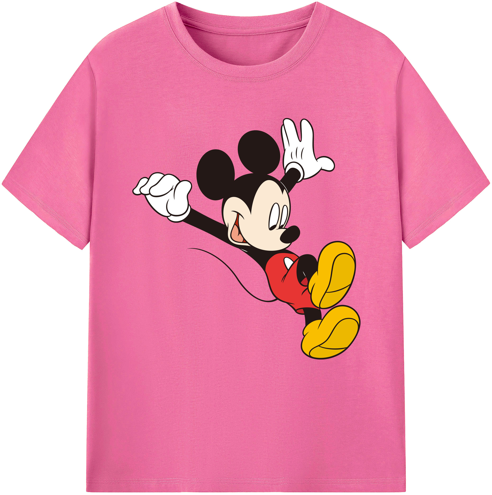 （画像用） ミッキーマウス Mickey Mouse レディースカジュアルプリントTシャツ（綿100％）